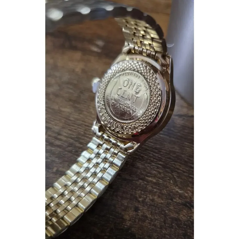 August Steiner Women's casual watch W/ U.S. one-cent wheat penny coin dial.